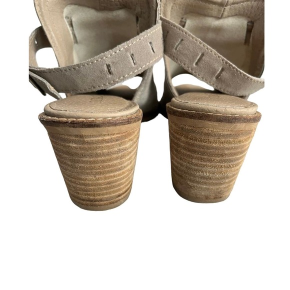 Diba True Casa Loma Up Front Stack Booties Sz 8.5 Champagne Leather Ankle Strap - Picture 10 of 11